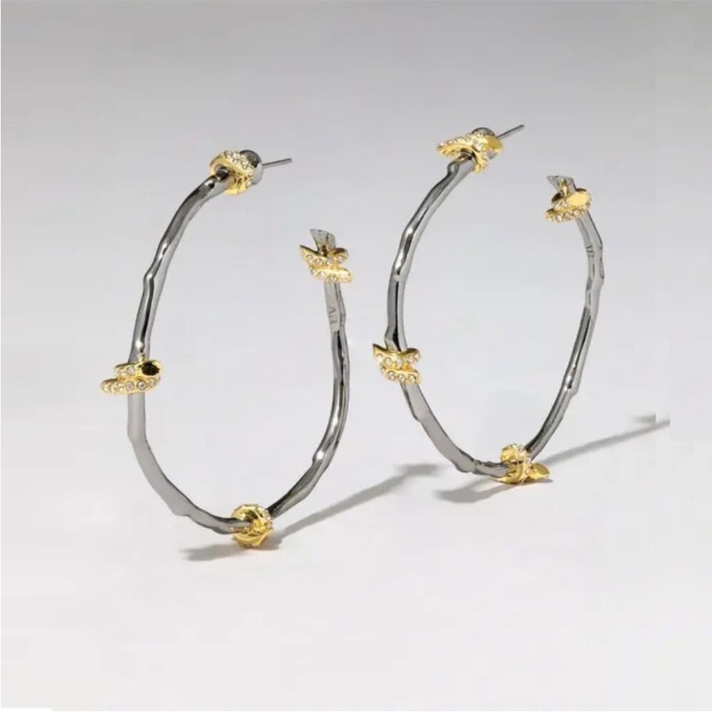 Alexis Bittar Gold and Silver Hoop Earrings-NWT